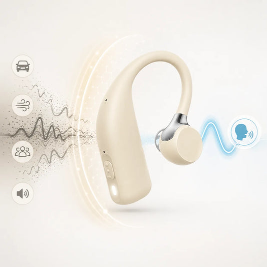 AI hearing aid noise reduction technology for clearer speech and less background noise
